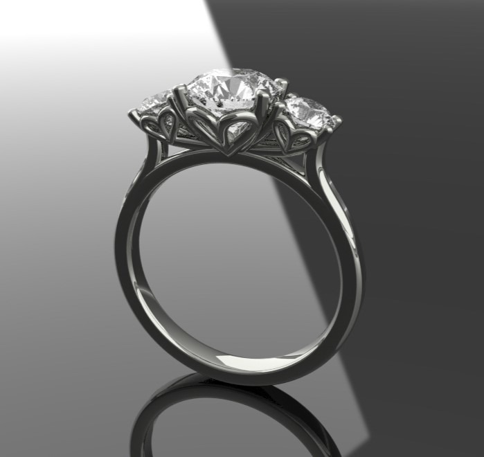 CAD Design For Platinum Heart Ring